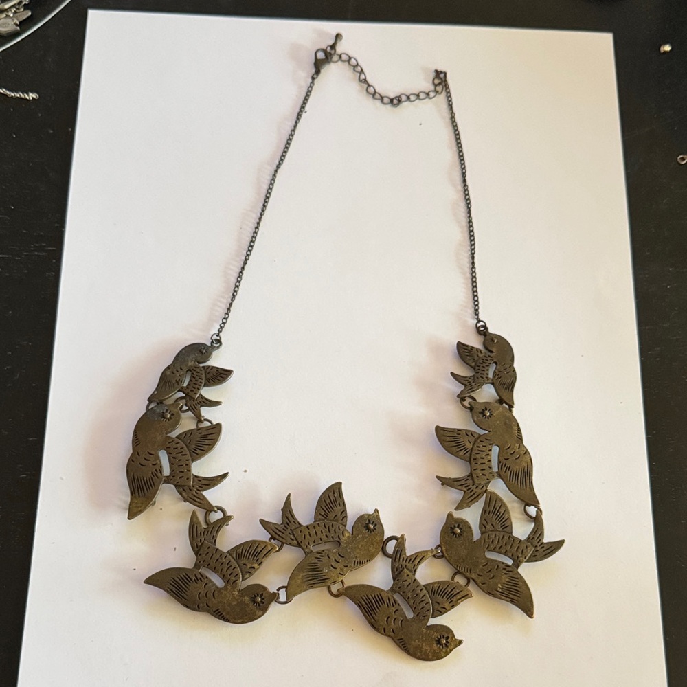 Bird Necklace in Bronze